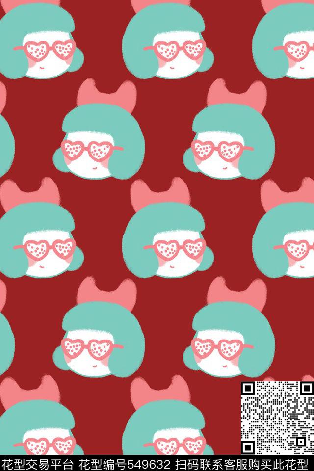 趣味女孩子手绘花卉传统印花华亿平台下载（图片编号: 549632） - 瓦栏（Walan）