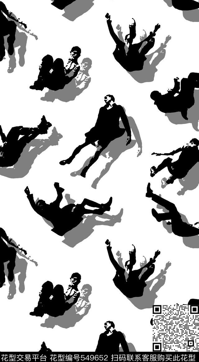 时尚潮流前卫男装图案经典黑白男装图案传统印花华亿平台下载（图片编号: 549652） - 瓦栏（Walan）