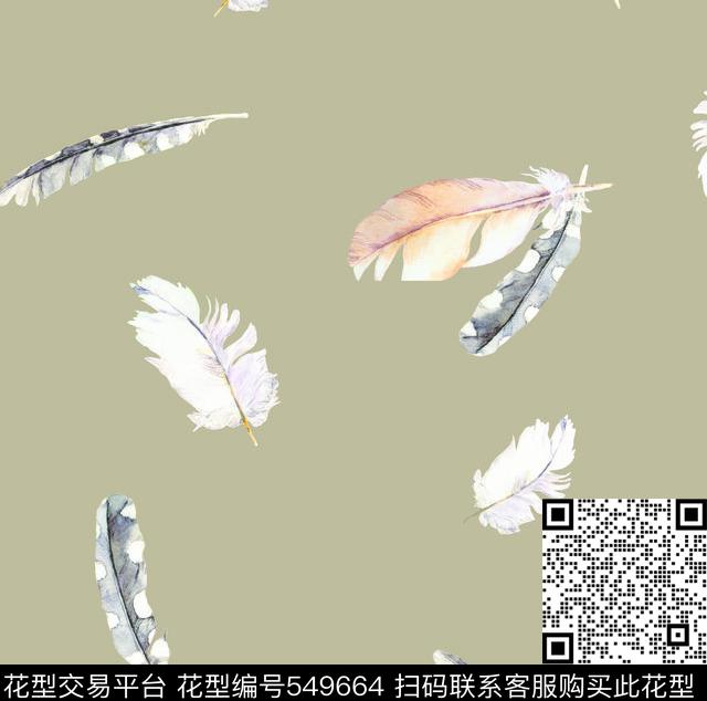 欧美流行时尚非主流羽毛数码印花华亿平台下载（图片编号: 549664） - 瓦栏（Walan）