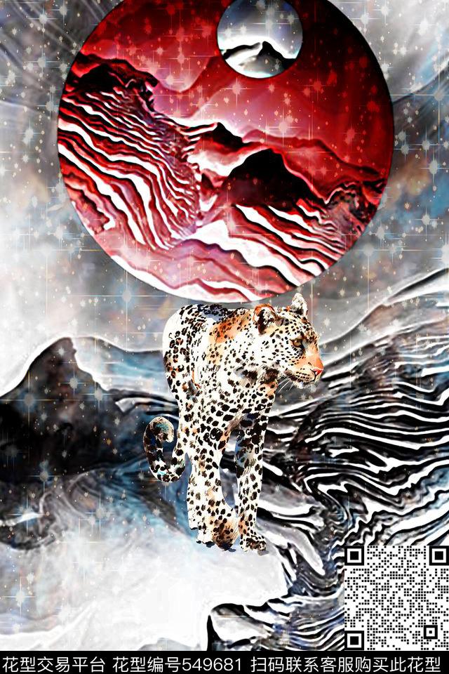 复古肌理纹星空豹子男装T恤数码印花华亿平台下载（图片编号: 549681） - 瓦栏（Walan）