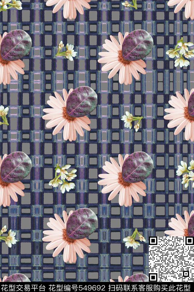 格子花卉数码华亿平台数码印花华亿平台下载（图片编号: 549692） - 瓦栏（Walan）