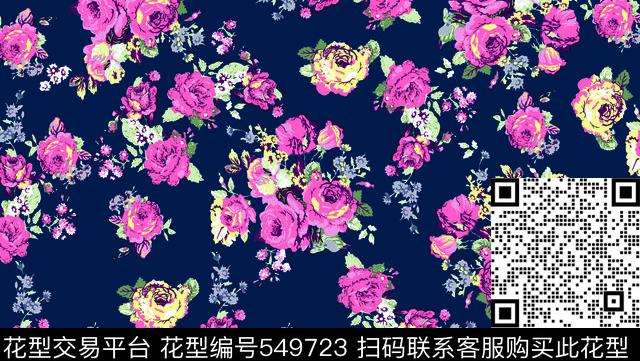 手绘玫瑰花花卉玫瑰传统印花华亿平台下载（图片编号: 549723） - 瓦栏（Walan）