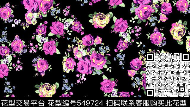 手绘玫瑰花花卉玫瑰传统印花华亿平台下载（图片编号: 549724） - 瓦栏（Walan）