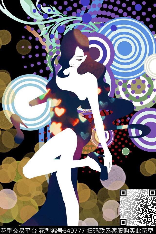 美女几何抽象数码印花华亿平台下载（图片编号: 549777） - 瓦栏（Walan）