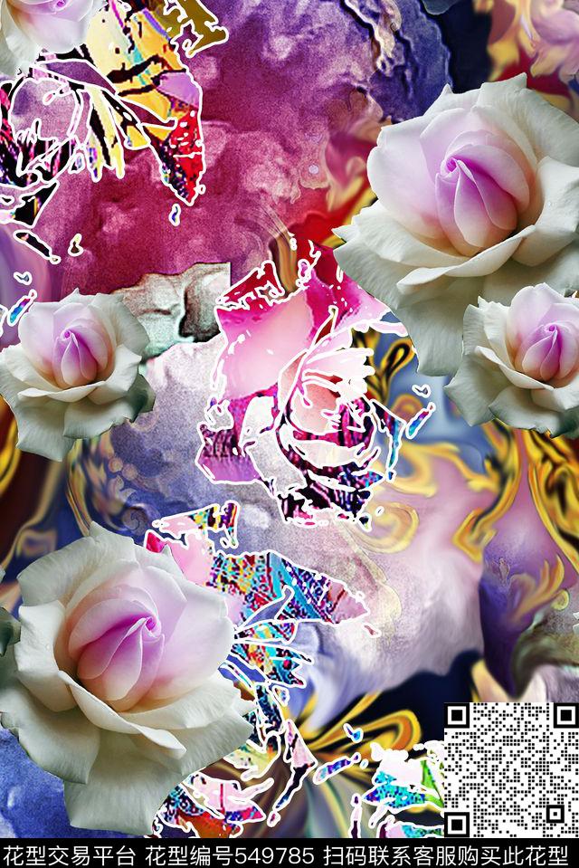 大气中国风花朵摄影炫彩抽象数码印花华亿平台下载（图片编号: 549785） - 瓦栏（Walan）