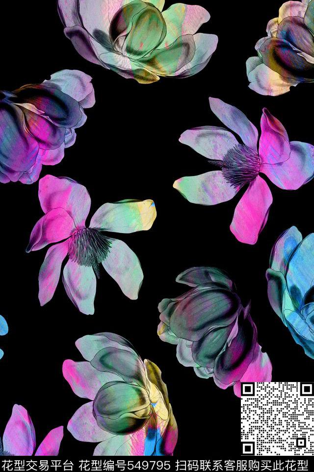 花卉光晕花瓣数码印花华亿平台下载（图片编号: 549795） - 瓦栏（Walan）