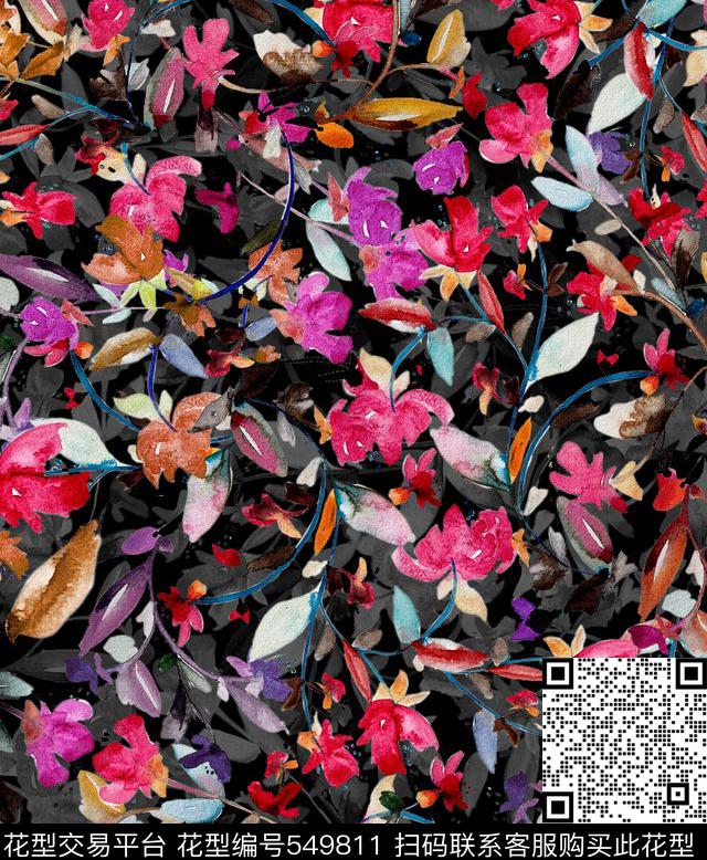 复古小碎花数码印花华亿平台下载（图片编号: 549811） - 瓦栏（Walan）