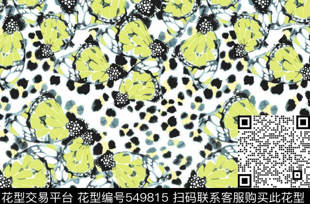 豹纹蝴蝶抽象花卉手绘豹纹数码印花华亿平台下载（图片编号: 549815） - 瓦栏（Walan）