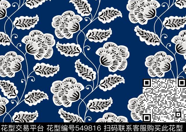 花卉潮流时尚大牌女装传统印花华亿平台下载（图片编号: 549816） - 瓦栏（Walan）