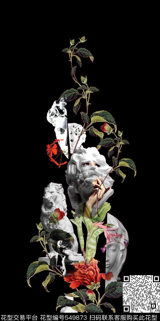 流行石膏花卉数码印花华亿平台下载（图片编号: 549873） - 瓦栏（Walan）