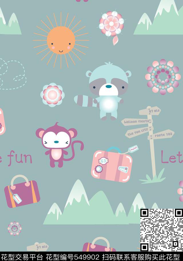 流行时尚卡通动物传统印花华亿平台下载（图片编号: 549902） - 瓦栏（Walan）