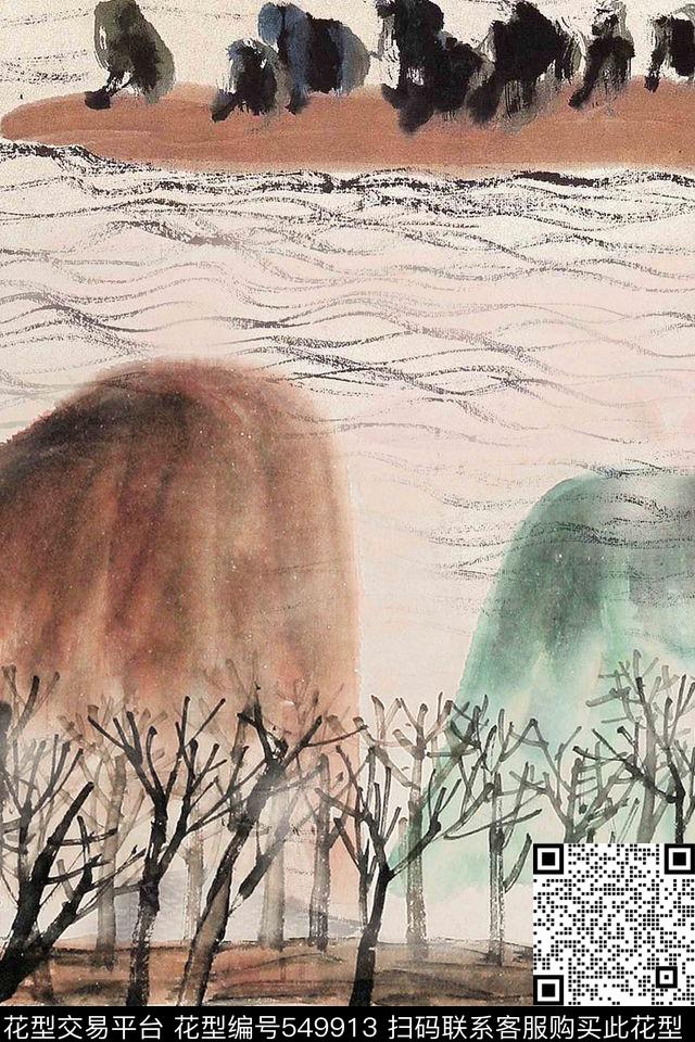 流行时尚中国风水墨数码印花华亿平台下载（图片编号: 549913） - 瓦栏（Walan）