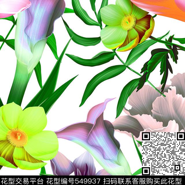 流行时尚花卉数码印花数码印花华亿平台下载（图片编号: 549937） - 瓦栏（Walan）