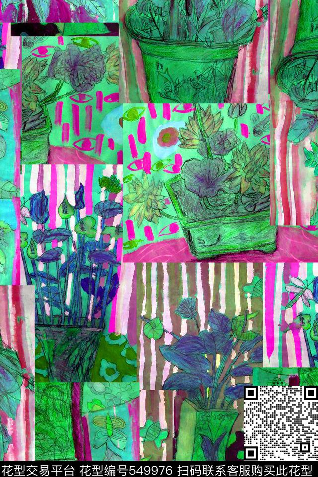 涂鸦草图静物植物儿童画手绘数码印花华亿平台下载（图片编号: 549976） - 瓦栏（Walan）