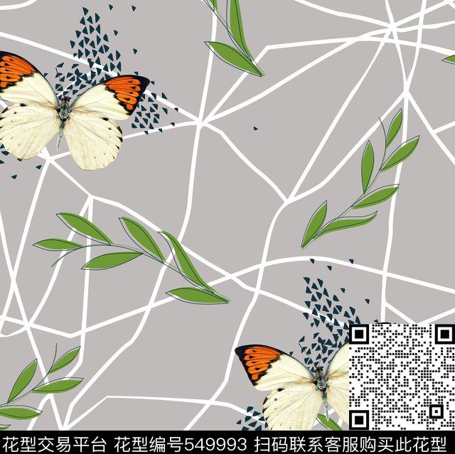 不规则底纹花卉蝴蝶绿色树叶数码印花华亿平台下载（图片编号: 549993） - 瓦栏（Walan）