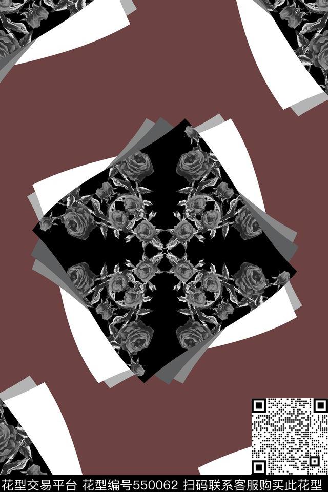 几何色块花卉数码印花华亿平台下载（图片编号: 550062） - 瓦栏（Walan）