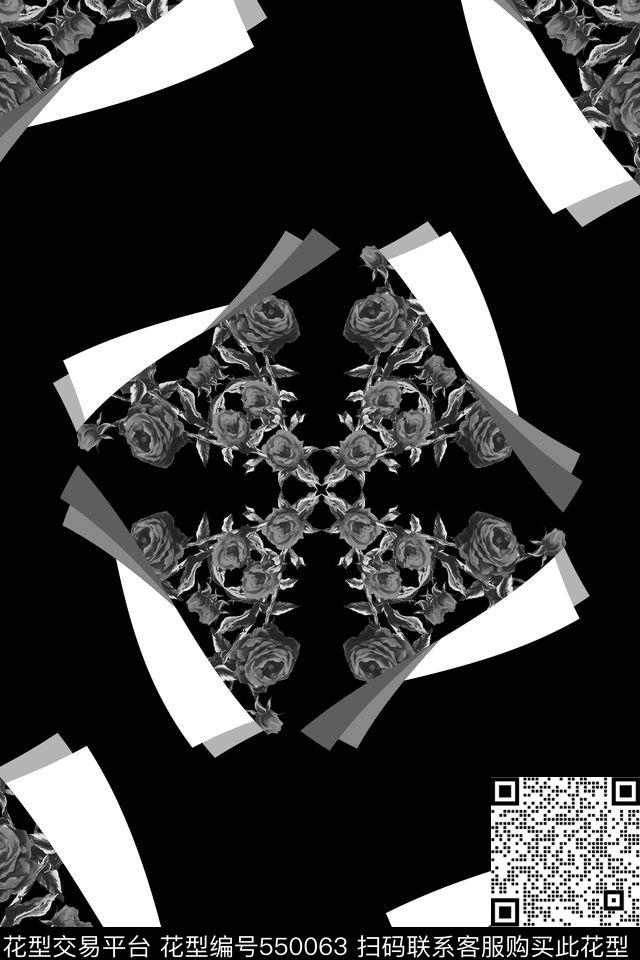 几何色块花卉数码印花华亿平台下载（图片编号: 550063） - 瓦栏（Walan）