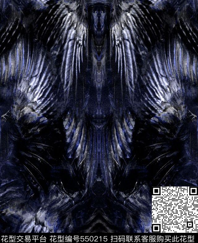 抽象羽毛鹰翅膀数码印花华亿平台下载（图片编号: 550215） - 瓦栏（Walan）