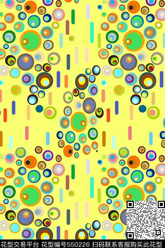 彩圈创意符号数码印花华亿平台下载（图片编号: 550226） - 瓦栏（Walan）