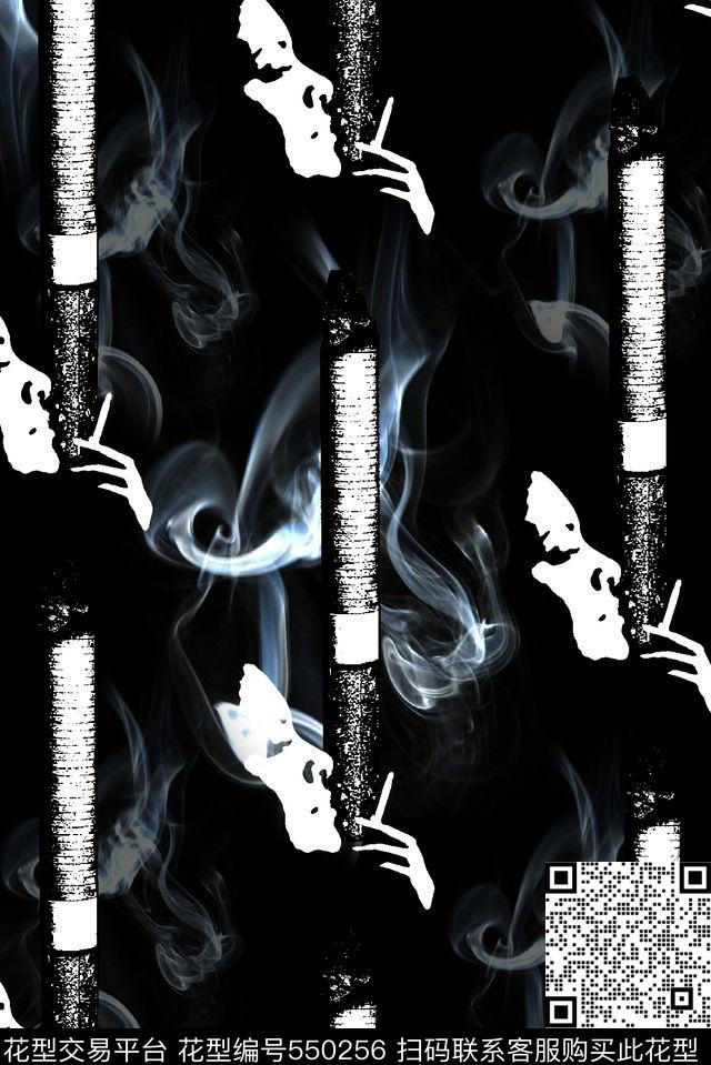 抽象前卫男装图案烟雾纹理人物剪影数码印花华亿平台下载（图片编号: 550256） - 瓦栏（Walan）