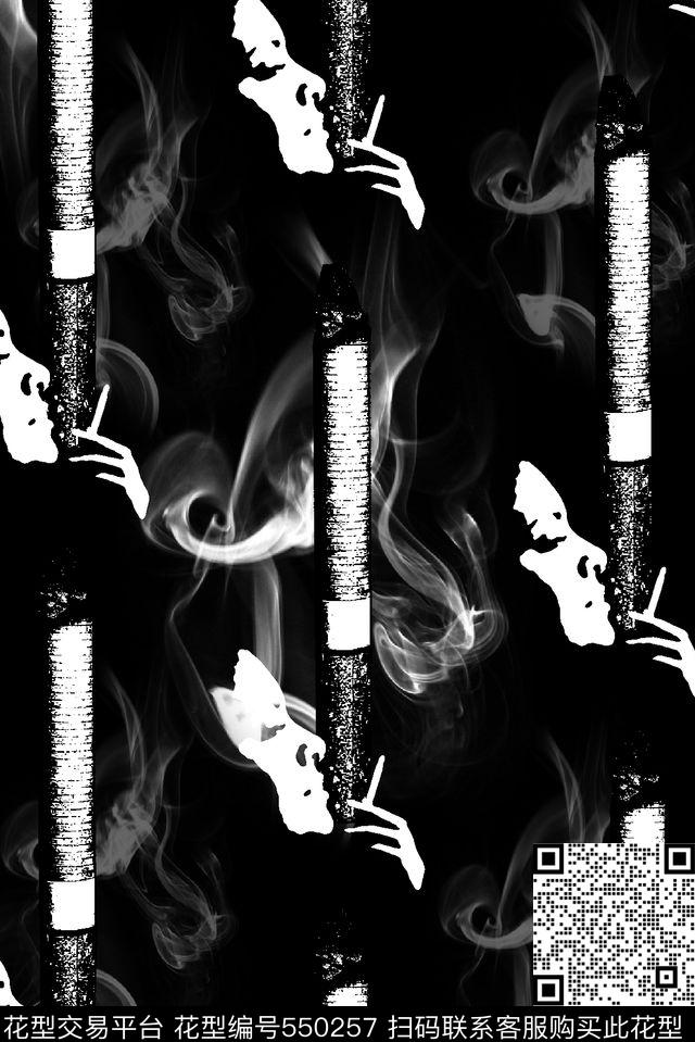 抽象前卫男装图案烟雾纹理人物剪影数码印花华亿平台下载（图片编号: 550257） - 瓦栏（Walan）