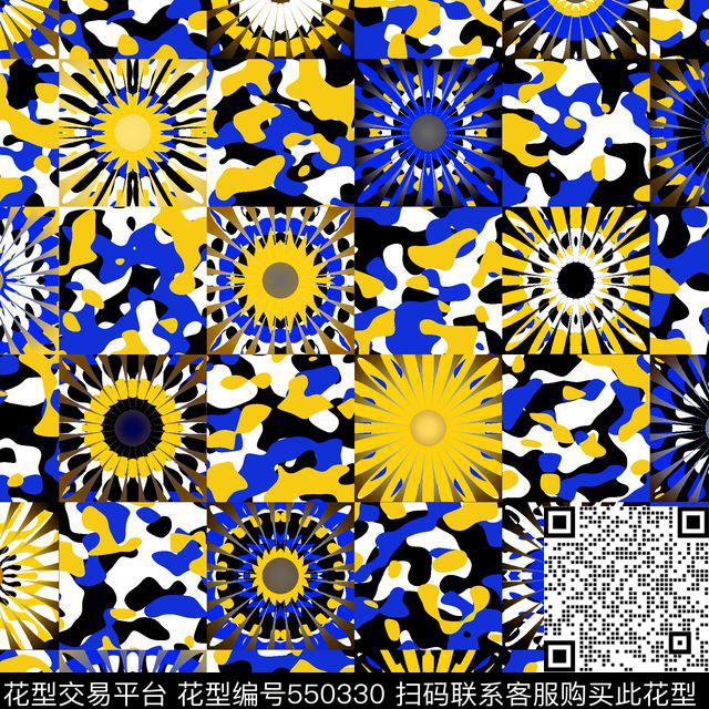 格子花卉几何传统印花华亿平台下载（图片编号: 550330） - 瓦栏（Walan）