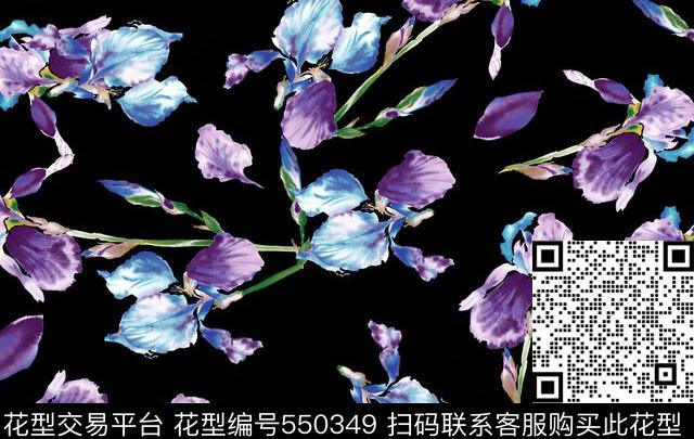 时尚花满幅花卉花朵数码印花华亿平台下载（图片编号: 550349） - 瓦栏（Walan）
