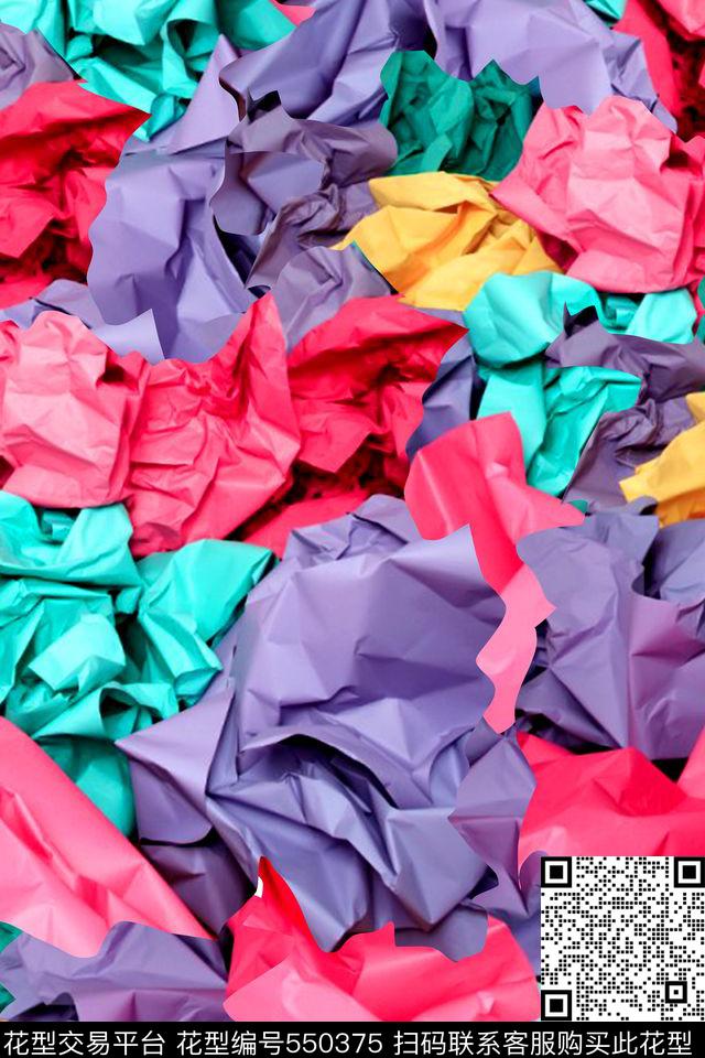 抽象折纸炫彩数码印花华亿平台下载（图片编号: 550375） - 瓦栏（Walan）