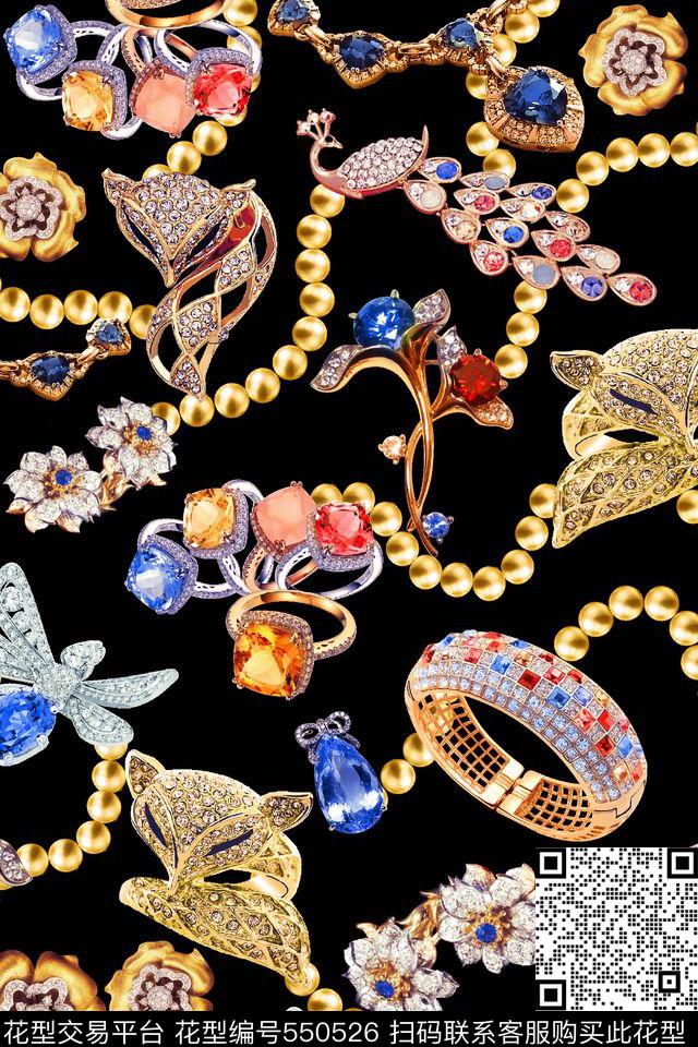 珠宝抽象钻石数码印花华亿平台下载（图片编号: 550526） - 瓦栏（Walan）