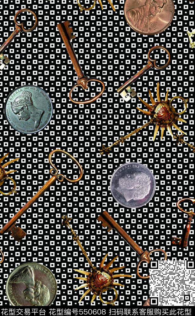 抽象几何金属数码印花华亿平台下载（图片编号: 550608） - 瓦栏（Walan）