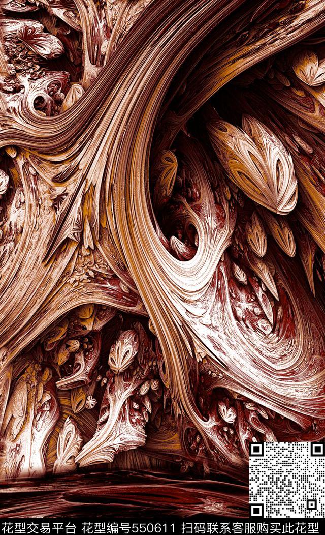 抽象肌理纹波浪型数码印花华亿平台下载（图片编号: 550611） - 瓦栏（Walan）