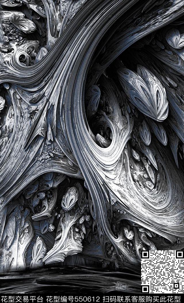 抽象肌理纹波浪型数码印花华亿平台下载（图片编号: 550612） - 瓦栏（Walan）