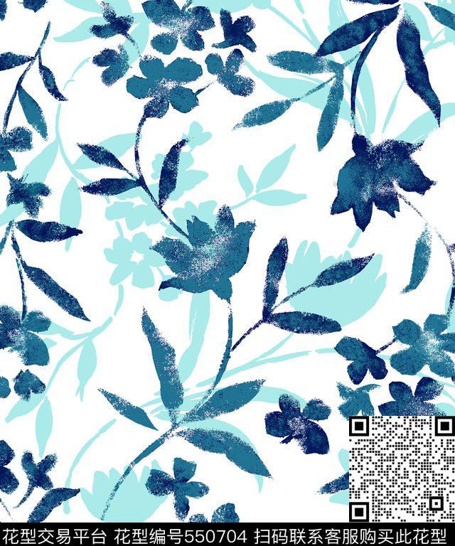手绘花卉女装传统印花华亿平台下载（图片编号: 550704） - 瓦栏（Walan）