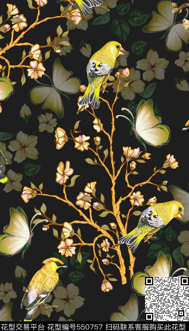 花卉时尚花枝数码印花华亿平台下载（图片编号: 550757） - 瓦栏（Walan）