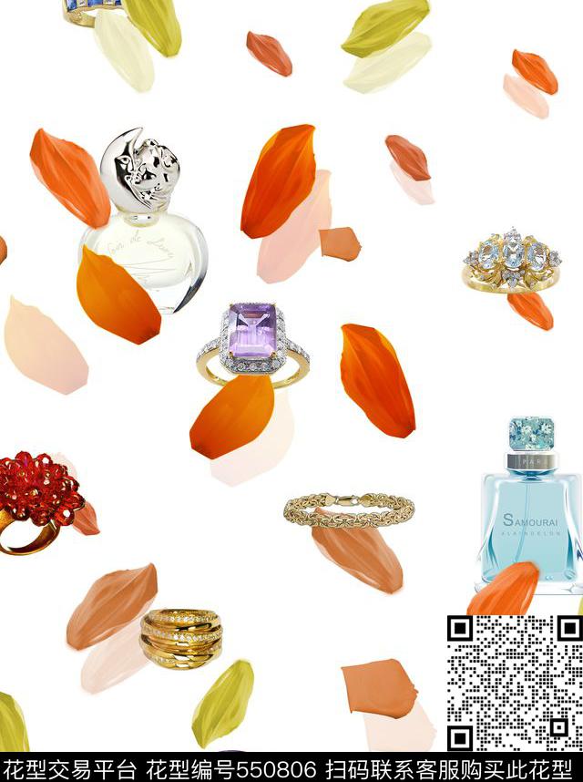 流行时尚珠宝香水数码印花华亿平台下载（图片编号: 550806） - 瓦栏（Walan）