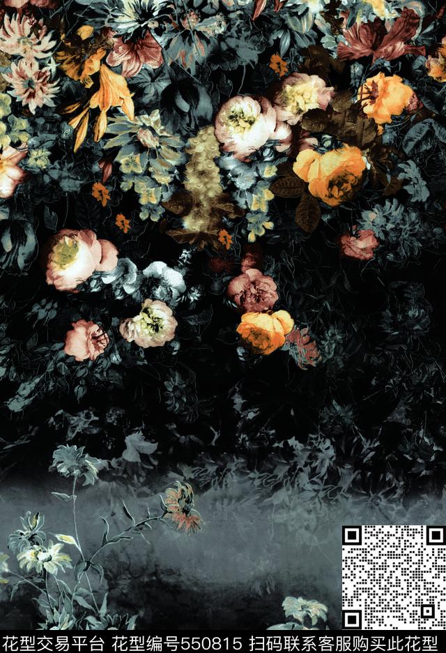 玫瑰花卉油画数码印花华亿平台下载（图片编号: 550815） - 瓦栏（Walan）