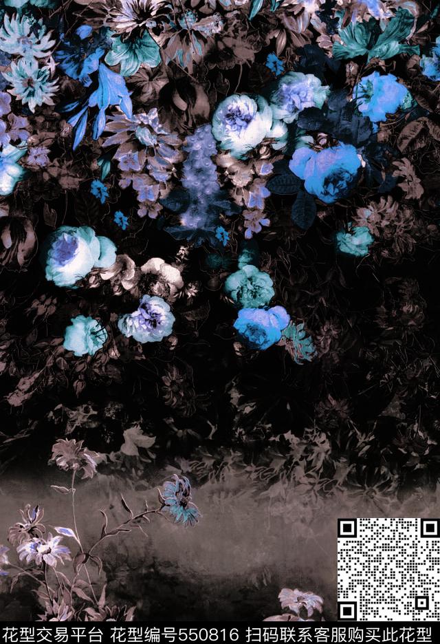 玫瑰花卉油画数码印花华亿平台下载（图片编号: 550816） - 瓦栏（Walan）