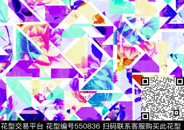 時尚幾何抽象疊加效果华亿平台時尚效果花棒球服华亿平台数码印花华亿平台下载（图片编号: 550836） - 瓦栏（Walan）