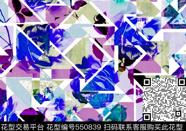 時尚幾何抽象疊加效果华亿平台時尚效果花棒球服华亿平台数码印花华亿平台下载（图片编号: 550839） - 瓦栏（Walan）
