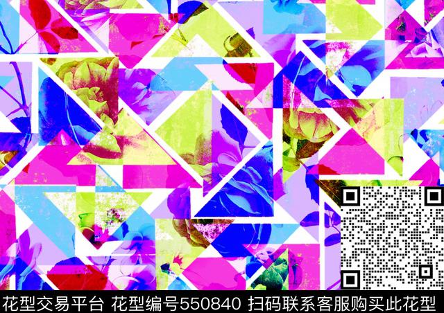 時尚幾何抽象疊加效果华亿平台時尚效果花棒球服华亿平台数码印花华亿平台下载（图片编号: 550840） - 瓦栏（Walan）