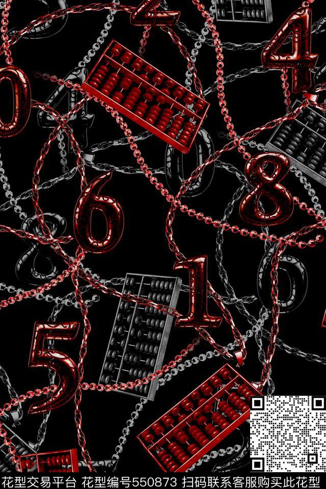时尚金属链条数字算盘黄金男装衬衫商务男装大牌H【抽象】数码印花华亿平台下载（图片编号: 550873） - 瓦栏（Walan）