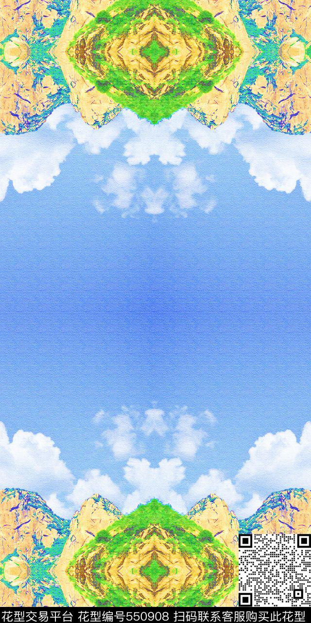 时尚油画风景山脉外套羽绒服连衣裙数码印花华亿平台下载（图片编号: 550908） - 瓦栏（Walan）