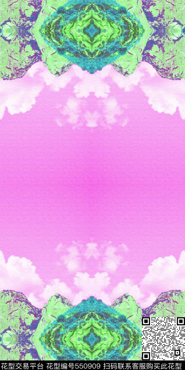 时尚油画风景山脉外套羽绒服连衣裙数码印花华亿平台下载（图片编号: 550909） - 瓦栏（Walan）