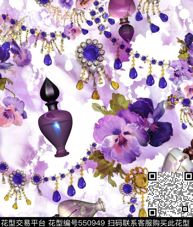 服装复古花卉数码印花华亿平台下载（图片编号: 550949） - 瓦栏（Walan）