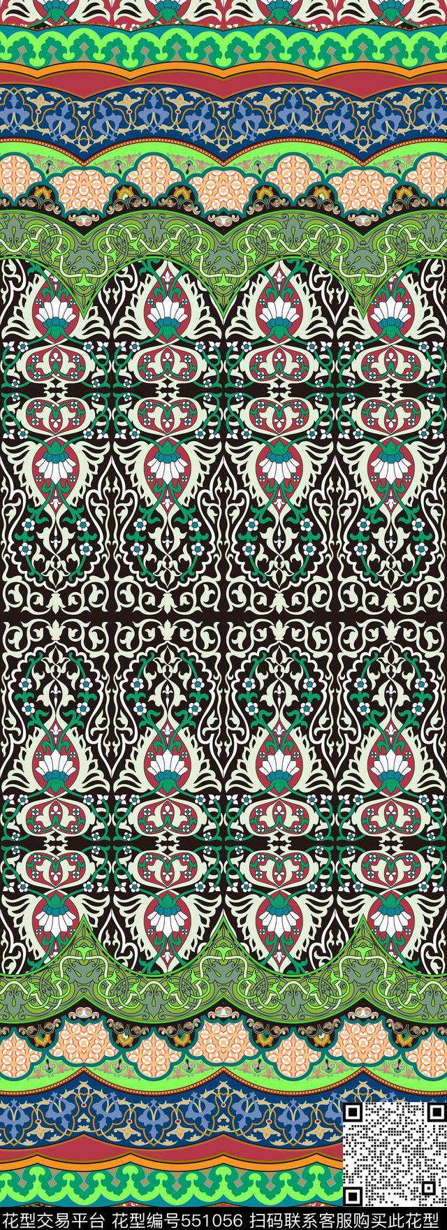 花草纹饰民族风女装传统印花华亿平台下载（图片编号: 551056） - 瓦栏（Walan）