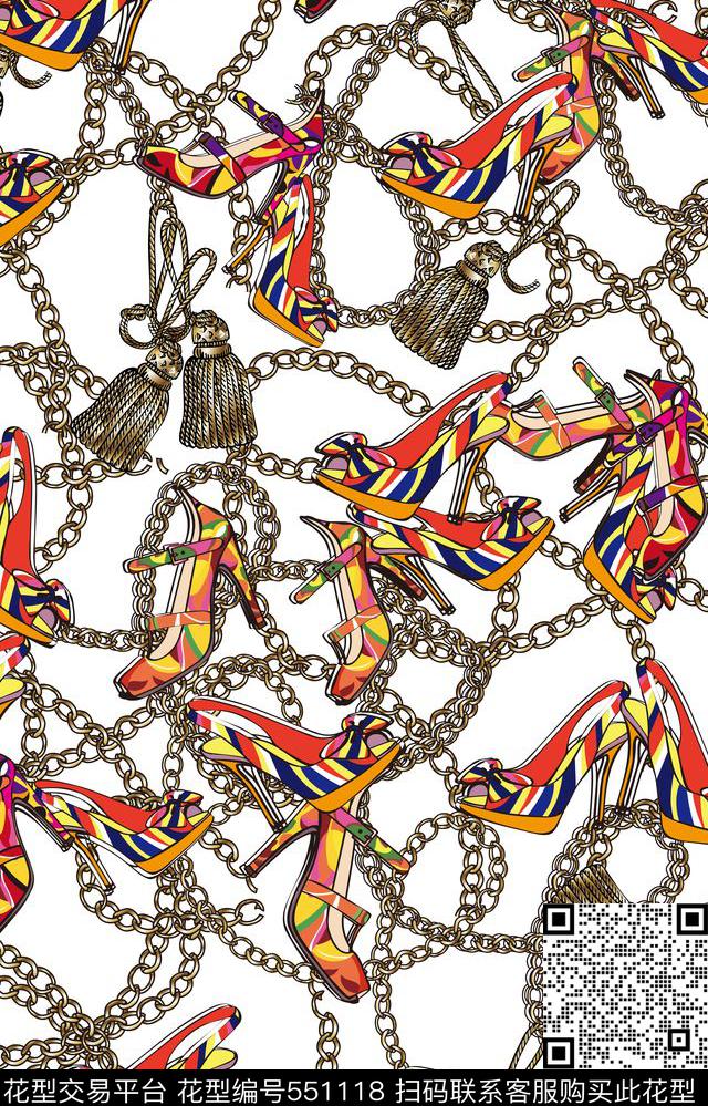 水晶鞋迪拜风格数码印花传统印花华亿平台下载（图片编号: 551118） - 瓦栏（Walan）