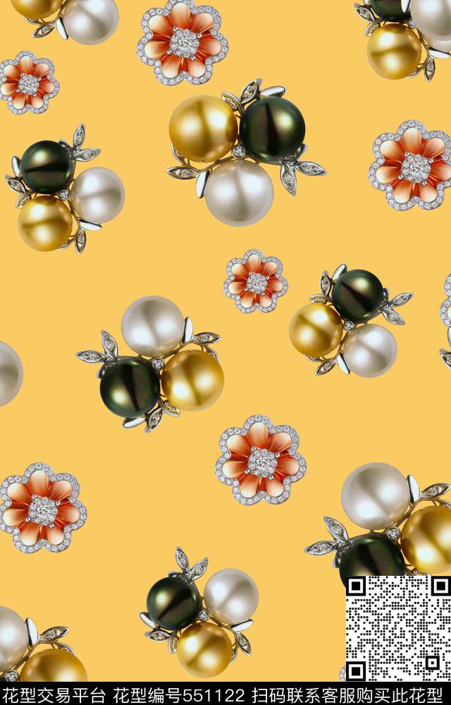 珠宝系列数码印花女装连衣裙数码印花华亿平台下载（图片编号: 551122） - 瓦栏（Walan）