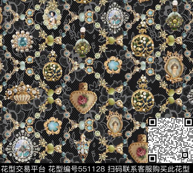 抽象几何花数码印花华亿平台下载（图片编号: 551128） - 瓦栏（Walan）