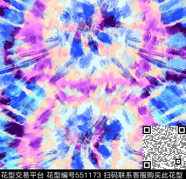 抽象印花扎染印花时尚女装数码印花华亿平台下载（图片编号: 551173） - 瓦栏（Walan）