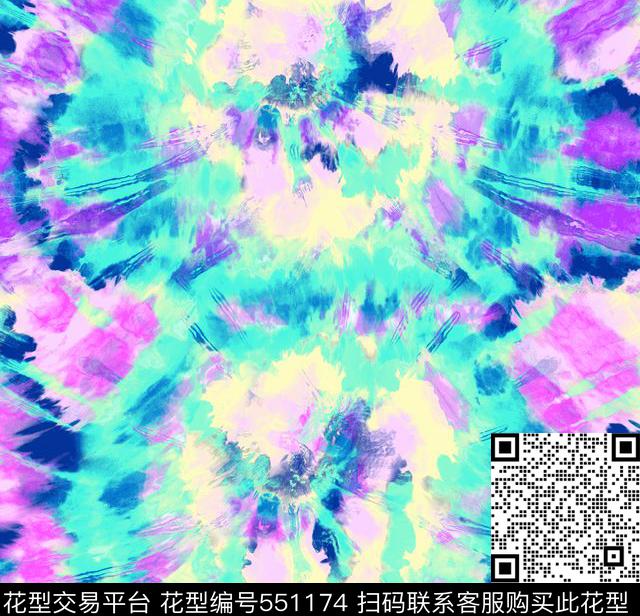 抽象印花扎染印花时尚女装数码印花华亿平台下载（图片编号: 551174） - 瓦栏（Walan）